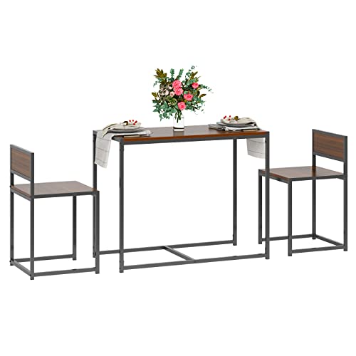 sogesfurniture 3-Piece Dining Table Set, Modern Kitchen Table and Chairs for 2, Wood Square Pub Bar Table Set Perfect for Breakfast Nook, Small Space Living Room, Kitchen, Dining Room, Outdoor bar
