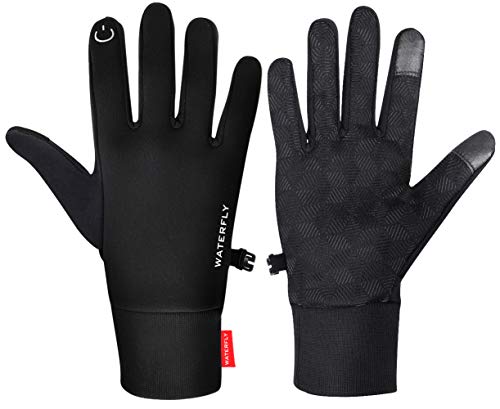 WATERFLY 手袋 グローブ アウトドアグローブ防寒 防風 タッチパネル対応 滑り止め加工 アウトドア 運転 サイクリング バイク 登山 メンズ レディース（ブラック,M)
