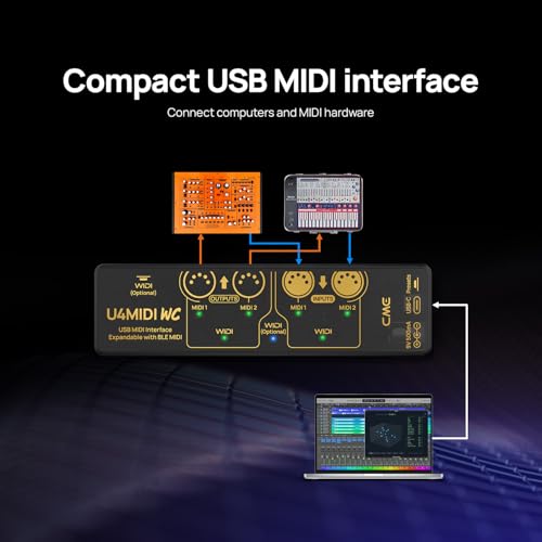 Image of CME U4MIDI WC 2-in-2-out MIDI Interface | Router, Filter, Mapper, Optional WIDI Bluetooth MIDI, Standalone 9V Power Mode, Perfect for Guitarists and Pedalboards