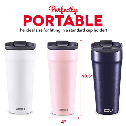 Image of DASH 20oz Tumbler with Spill-Proof Lid and Straw, Stainless Steel Vacuum Insulated Coffee Tumbler Cup, Double Wall Powder Coated Travel Mug - Rose