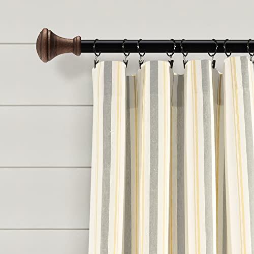 Lush Decor Farmhouse Stripe Yarn Dyed Cotton Window Curtain Panels Yellow/Gray 42X84 Set, Yellow & Gray, W 42" x L 84" (2 Panels) - Image 2