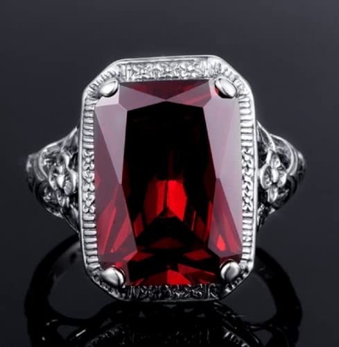 Awmnjtmgpw Fashion Retro Women 925 Silver Cut Ruby Cubic Zircon Blue Topaz Wedding Engagement Ring Size 6-10 (Size 8)2