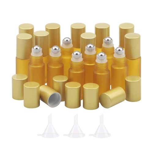 Ellbest 5ml Roller Bottles, 17-Pack Glass with Stainless Steel Roller Balls