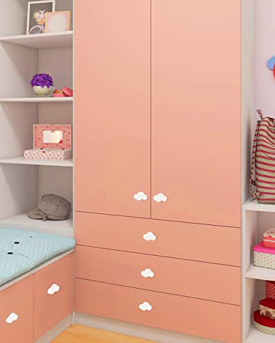 Nifocc 6 Stück Kinderzimmer Schrankknöpfe Wolken Form Schubladeknöpfe Weiche Gummi Möbelgriff Knöpfe für Schränke Schubladen Kleiderschrank Kommode - Weiß