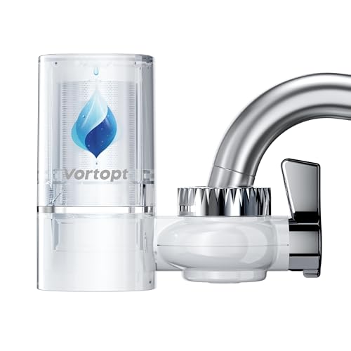 Vortopt Advanced Sink Faucet Filter,NSF Certified Faucet Installation System,400 Gallon Capacity,Can Reduce 99% Chlorine and Odors,with 1 Water Filter（T1-White）