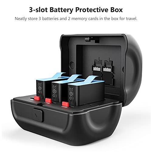 Sunbaca 3 slots para câmera de ação e armazenamento de bateria e caixa de estojo com 2 slots de cart