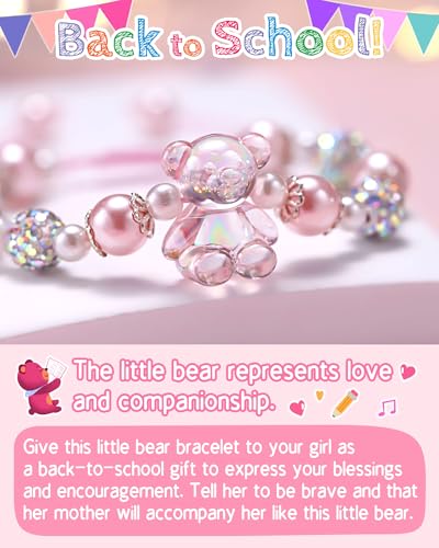 Image of First Day of Kindergarten /Preschool Gift Back to School Gifts for Girls Bear Bracelet