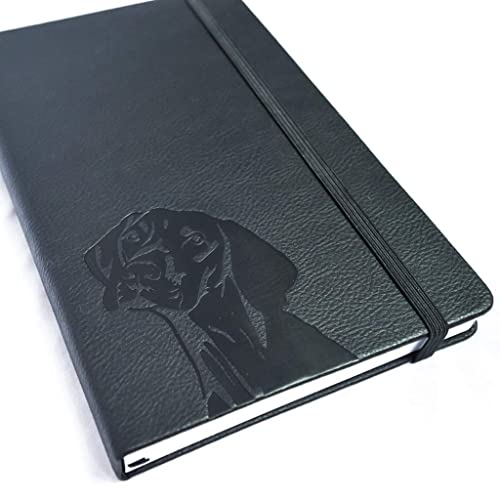 The Dog Book Company A5 Hardcover Vizsla, Weimaraner Notebook - PU Leather, 100gsm Lined Pages, Bookmark, Journal (Black)