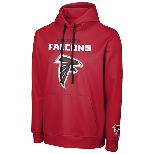 FOCO NFL Mens Official Sideline Primary Logo Performance Pullover Hoodie Sweatshirt (US Alpha Large Regular Regular Atlanta Falcons - Red)