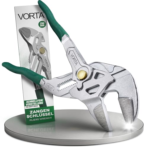 VORTA® Clé à pince 250 mm | Pince multiprise avec réglage rapide et précis par simple pression d’un bouton | Pince pour tuyaux d’eau avec poignées antidérapantes pour un effet de levier optimal