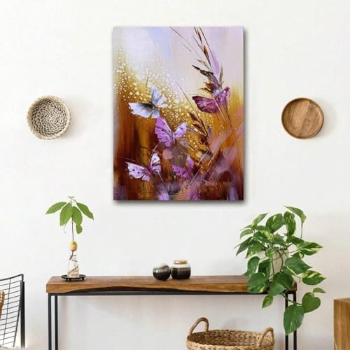 Peinture abstraite ailes papillon fleur bleue affiche moderne - 4