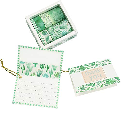 8 rollos de cinta adhesiva verde Washi para manualidades y decoración de álbumes de recortes 6