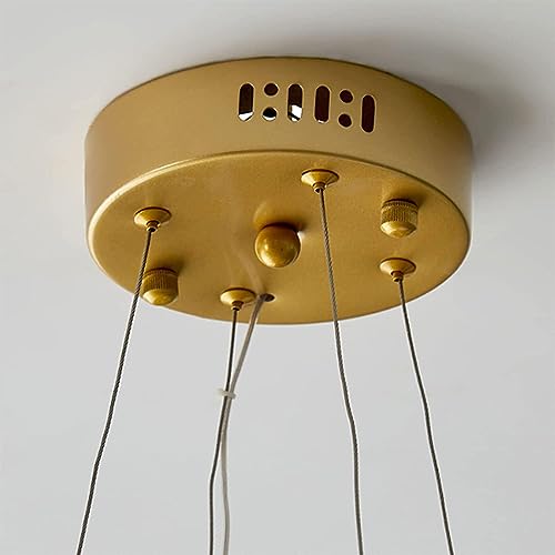 Lustre en verre suspendu doré effet coquillage avec éclairage doux