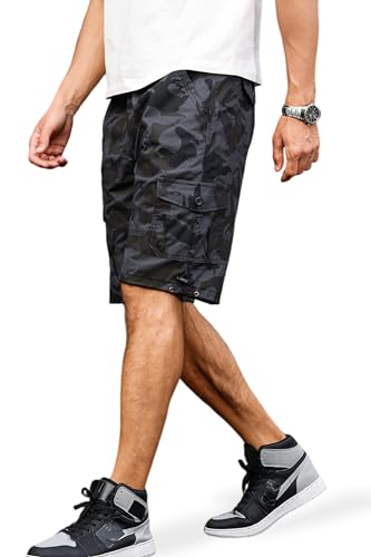 MRTOGENT Mens Cargo Shorts - Elastic Waist Multi Pockets Relaxed Fit Lightweight Cotton for Casual Hiking Fishing Work (Medium, Camo) - Image 4