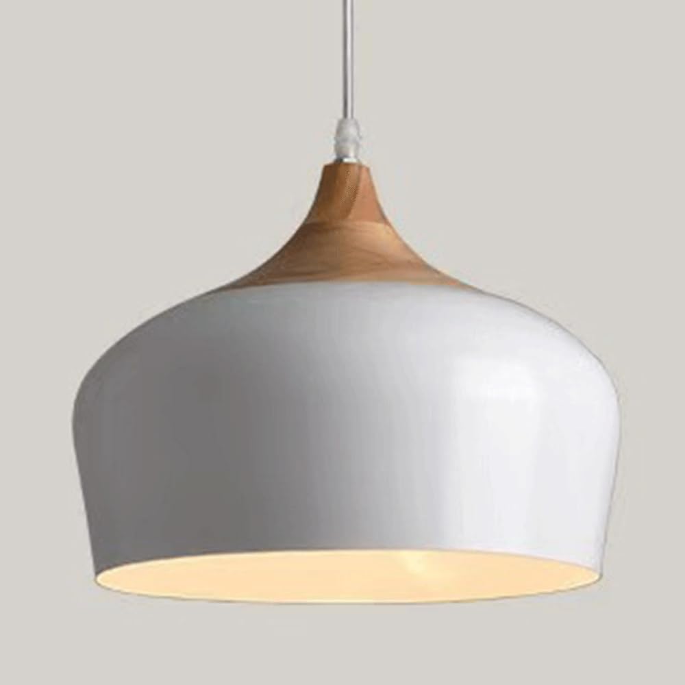 LYMSXAZOU Industrial Black Droplight Pendant Barn Light Fixture Farmhouse Wood Light, Dome Minimalist Hardwired Hanging Lighting Mid-Century Ceiling Mounted for Dining Room Bedroom