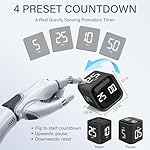 Rotating Pomodoro Timer 5, 25, 10 50 Minutes Preset, Desk Productivity Flip Timer, ADHD Tool Cube Countdown Stopwatch, Vibration/High/Low Volume/Custom Modes, for Work, Study, Back to School, Kitchen - Image 2