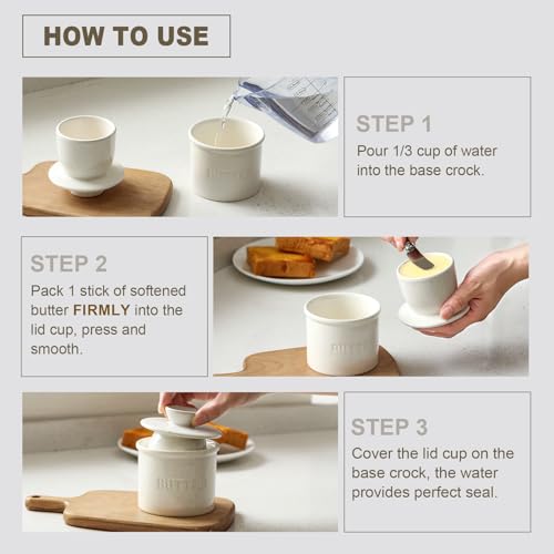 image for LANDNEOO Butter Crock with Lid for Countertop - Ceramic French Butter 