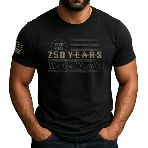 GritSon 250 Anniversary USA Shirt 250th Independance Shirt Patriotic Shirts for Men 4 (Black-M)