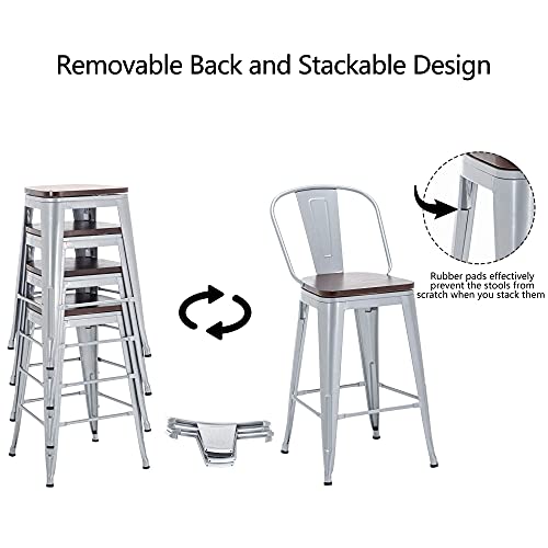 Andeworld 30 Inch Swivel Bar Stools Industrial Metal Barstools High Back Dining Bar Chairs Counter Height Stools With Wooden Seat Set Of 4(30Inch, Black) #TOP5