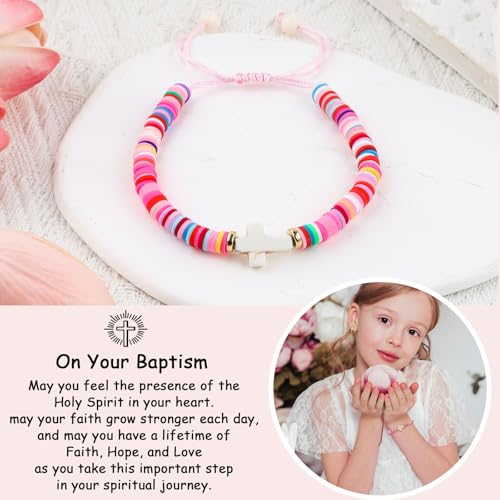 Image of Adjustable Cross Bracelet for Girls, Baptism Easter Confirmation First Communion Gifts for Girls