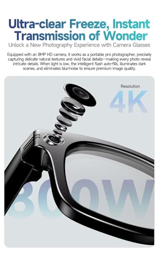 Image of AI Smart Video Glasses with 8MP HD Camera | Live Language Translation, Smart Object Recognition, Bluetooth Calls & Voice Assistant | Comes with 3 Interchangeable Lenses for All-Day Use