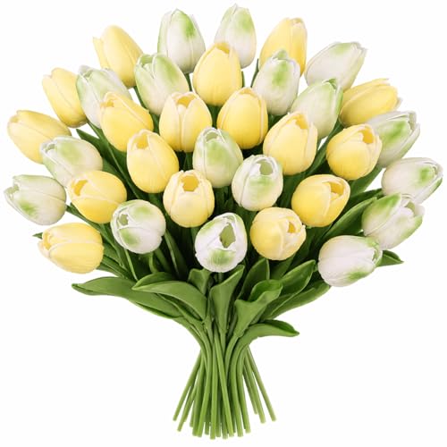 MACTING 30 PCS Artificial Tulip Flowers 13.7" Real Touch Fake