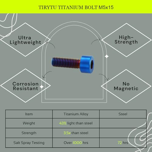 Image of Titanium Bolts M5x15mm Hex Socket Cap Screw, Burnt Blue | 4PCS, Hex Socket Screws, Lightweight Design, Ideal for Humid /Salty Environments, Bicycle Water Bottle Cage