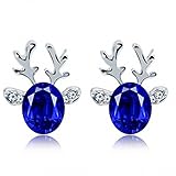 Earrings, Litetao Womens Girls Crystal Gemstone Earrings Luxury Three Dimensional Reindeer Earing Anniversary Engagement Party Wedding Gift (Blue)