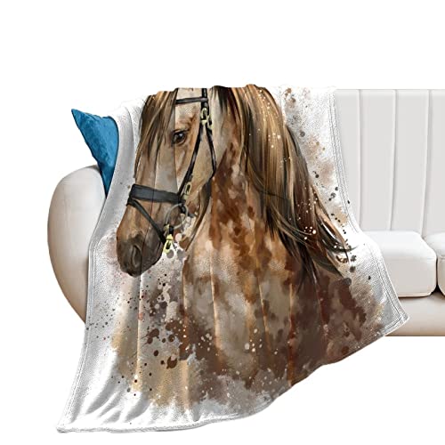 Couverture Polaire Cheval Brun Plaid Canapé Flanelle Doux Jeté De Canapé 100×130cm
