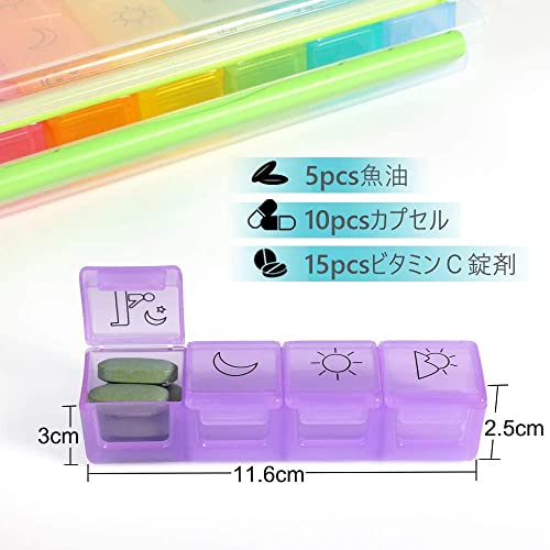 Opret ピルケース 薬ケース 防水仕様 薬入れ サプリメントケース 1週間 1日4回 携帯用 習慣薬箱 薬入れ コンパクト 曜日シール付き の商品画像 2