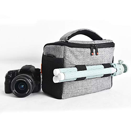 Fosoto Compact Slr/Dslr Stylish Camera Bag Case Compatible For Nikon P900 B500 D3500 D5600 D7500, Canon Eos T6 T7I T5 4000D 80D, Sony A73 Mirrorless Camera Shoulder Case Waterproof Rain Cover (Gray) #TOP6