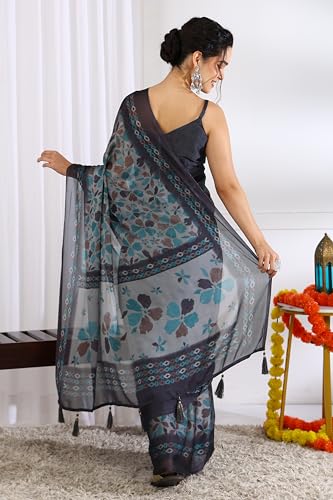 Image of MIRCHI FASHION Saree for Woman | Chiffon Floral Printed Breathable Occasional Sari with Blouse