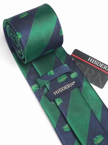 Image of HISDERN Ties for Men Classic Animal Tie and Pocket Square Set Jacquard Woven Silk Neckties Handkerchief Wedding Party