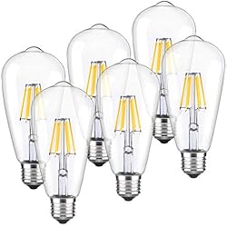 LUXON LED Edison Bulb Dimmable,Vintage Light Bulbs 2700k Warm White 60W Equivalent E26 Edison Bulb 6-Pack