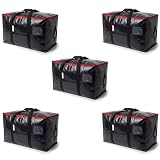 VARRANI Lot de 5 Sacs de Rangement et Déménagement XXL 94L (4+1), Noir, avec Poignées Renforcées et Fermeture Zippée, Grande Capacité, Gain de Place, Solide et Durable (5, Noir)