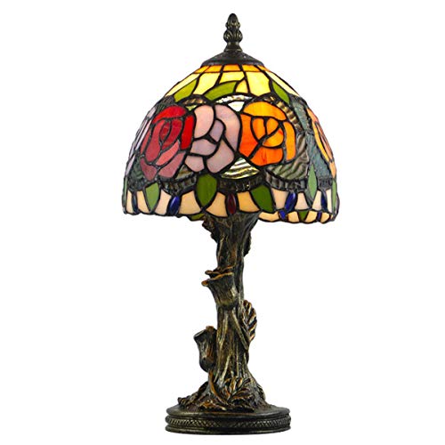 Stil Rose Tischlampen Vintage Blumen Buntglas Nachttischlampen Mit Creative Resin Rose Base Schreibtischlampe Für Kinder Wohnzimmer
