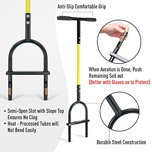 Jardineer Manual Core Aerator Lawn Tool, 38 inch Lawn Coring Aerator, Sturdy Core Aerator with Steel Construction, Grass Plugger Tool for Loosening Soil & Yard Lawn Care - Thumbnail 7