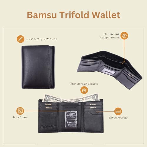 Trifold Wallet for Men - Premium Full-Grain Nappa Leather, RFID Blocking, Dual Bill Compartments, Luxury Gift Box - Perfect for Husband, Dad, or Boyfriend (Nile)4