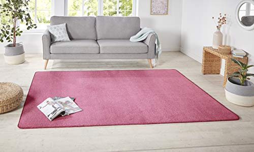 Hanse Home Nasty Alfombra de Pelo Corto Monocolor, para Comedor, salón, habitación de los niños, Pasillo, Dormitorio, Cocina, Color Rosa Liso, 80 x 150 cm