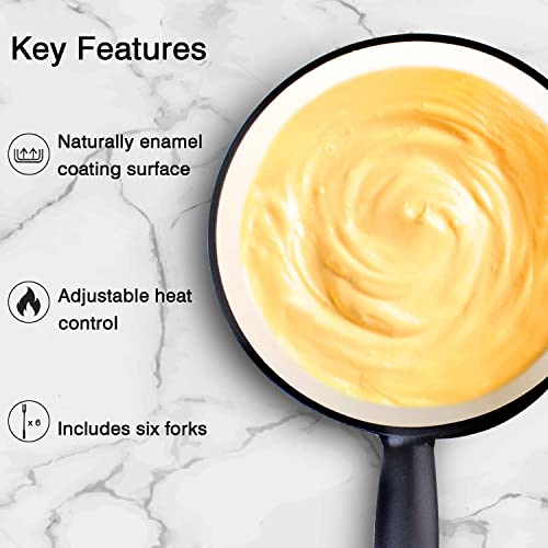 Artestia Cast Iron Cheese Fondue Pot Set, Swiss Traditional Cast Iron Fondue Set For Cheese, Meat & Chocolate (Black Matt) #TOP5