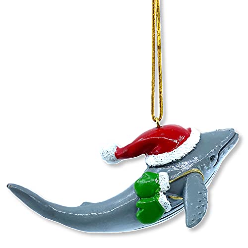 Humpback Whale with Santa Hat Ornament