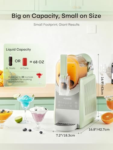Image of FOHERE Slushie Machine, 88 oz Slushy Machine for Home, Professional Frozen Drink Maker with Self-Clean, Rapid Cooling, 12H Freshness, for Milkshake, Margarita Smoothie, Frappes (Pea Green)