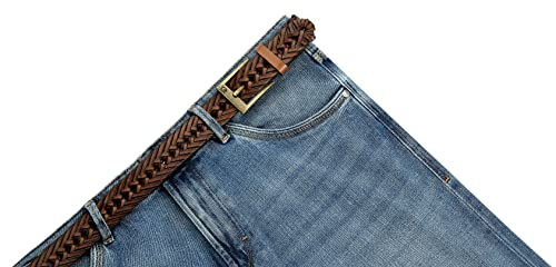 Image of CHAOREN Leather Braided Belts for Men - 1 1 /8 inch Mens Casual Woven Leather Belt for Dress Pant