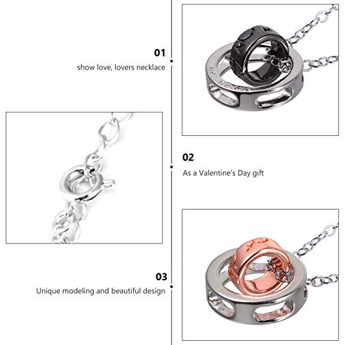 FAVOMOTO 2 Peças de Anel Duplo Colares Colar de Casal Joias Mulheres Homens Corrente de Pescoço de D