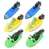 KONTONTY 6 Piezas Juguetes Baño Flotantes Barcos de Plástico Seguro para Bebés y Pequeños Incluye Lanchas Rápidas y Motos Acuáticas Colores Aleatorios para Piscina y Bañera