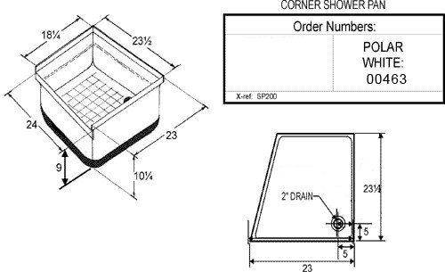 Icon 00463 Shower Pan Sp200-24" X 23" X 10", Polar White #TOP1