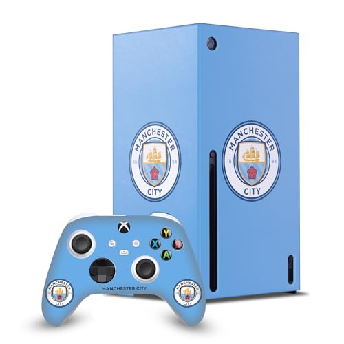Skin Xbox Series X Manchester City avec badge officiel et habillage intégral bleu uni