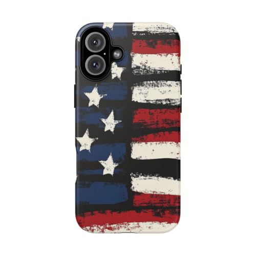 Coque iPhone 16 Plus rigide finition mate motif drapeau américain usé