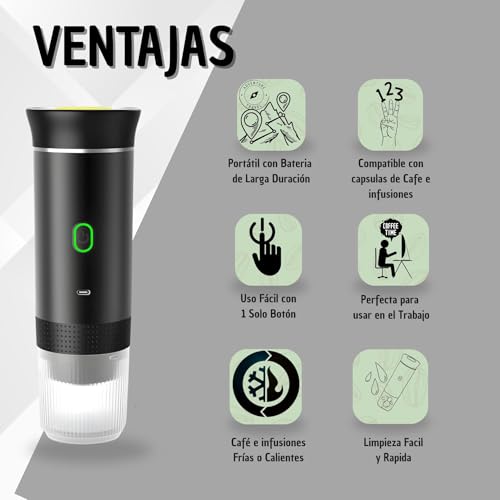 Miniatura 6 de South Area Cafetera Portátil 3 En 1 Compatible Con Cápsulas Originales Ness-Preso, Dolce-Gusto Y Café Molido Mini Máquina De Café Eléctrica Con Calienta Agua Capsulas Grande Y Pequeña