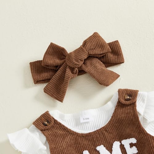 Baby Girl Football Outfit Game Day Long Sleeve Knit Romper Rugby Sleeveless Overall Dress 3Pcs Cute Fall Clothes3